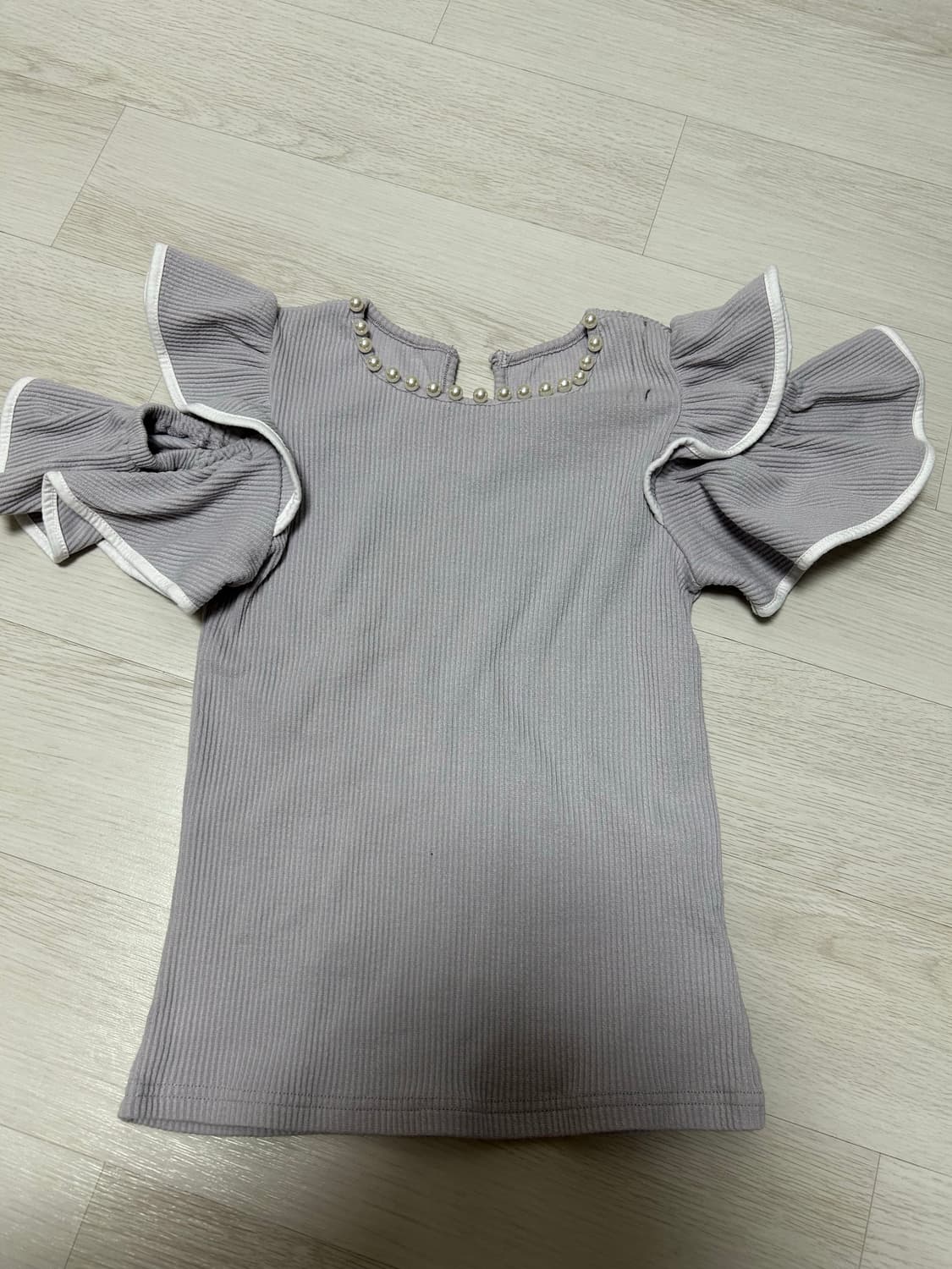 Ank rouge 앙크루즈 프릴 어깨트임 진주 반팔 니트 양산형지뢰계스나 상품이미지1