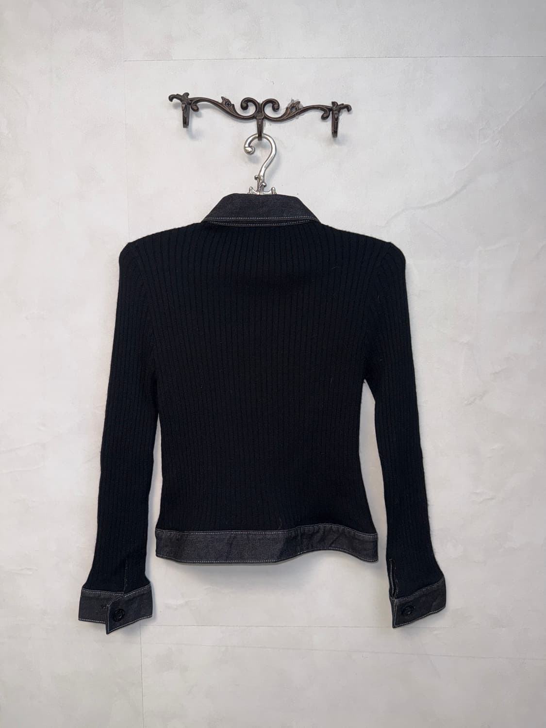 Black denim pocket pk knit button 가디건 상품이미지3