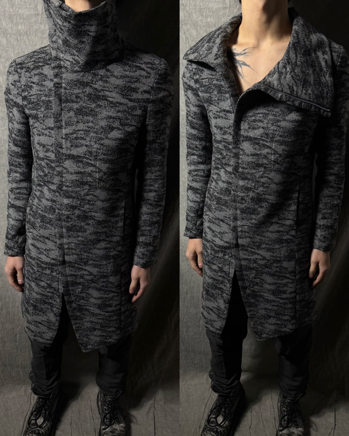 NO ID Textured Asymmetric Collar Coat  상품이미지1