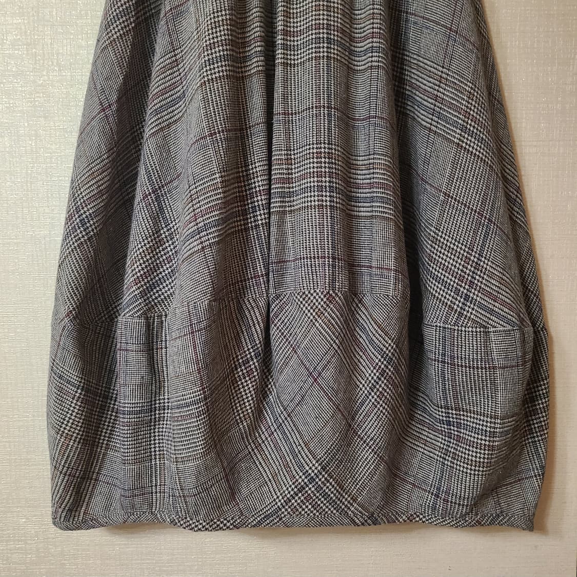 일본빈티지 체크 항아리 벌룬핏 롱스커트 치마 모직 모리걸 할미룩 겨울 상품이미지3