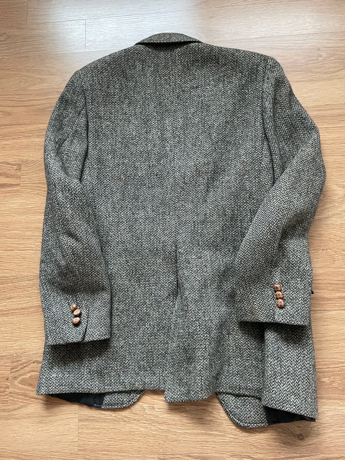 해리스트위드 헤링본 브라운 트위드 자켓 올드 빈티지 상품이미지4