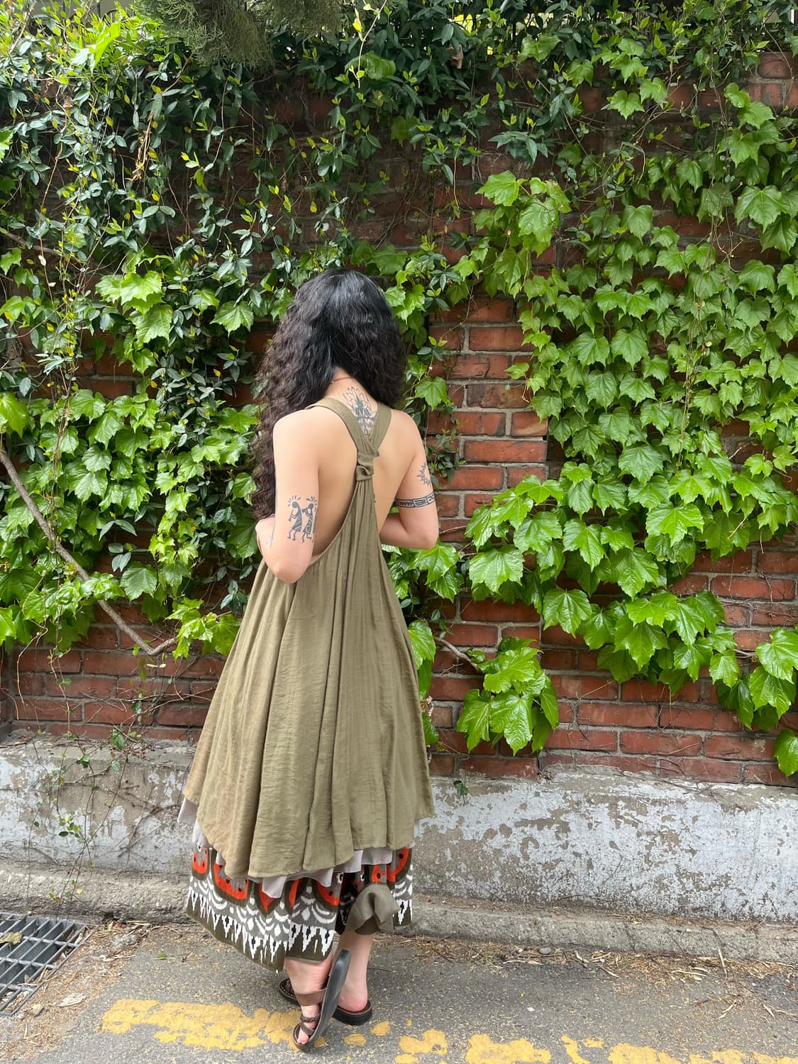 올리브 카키 미디 원피스 상품이미지4