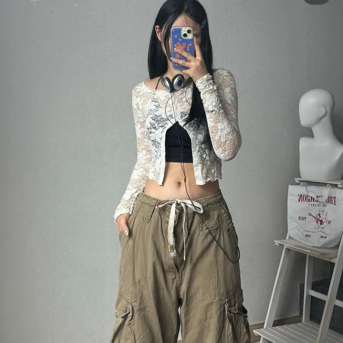 미라이클립 플라워 레이스 시스루 가디건 빈티지 상품이미지3