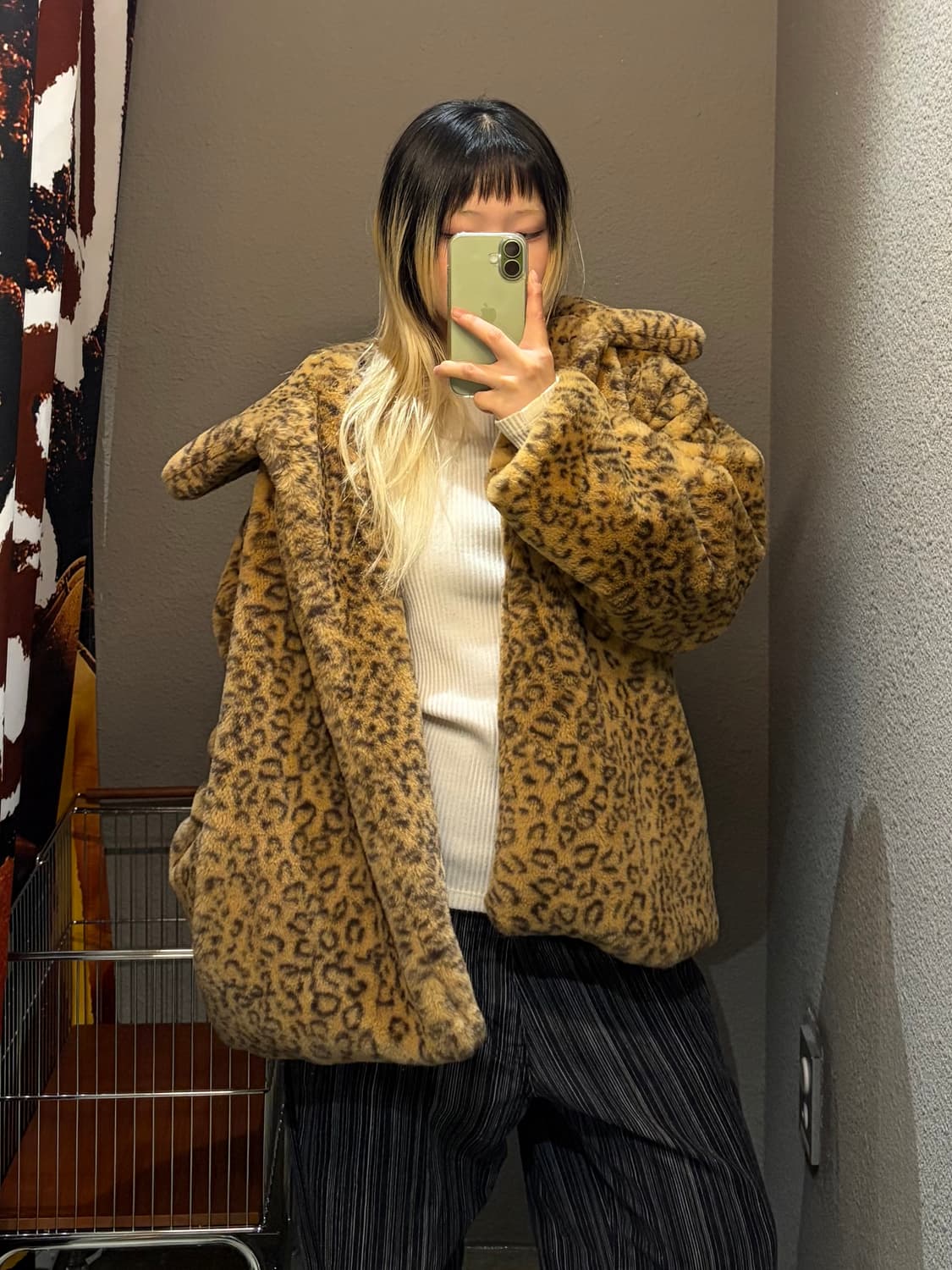 빈티지 빅카라 레오파드 퍼자켓 상품이미지2