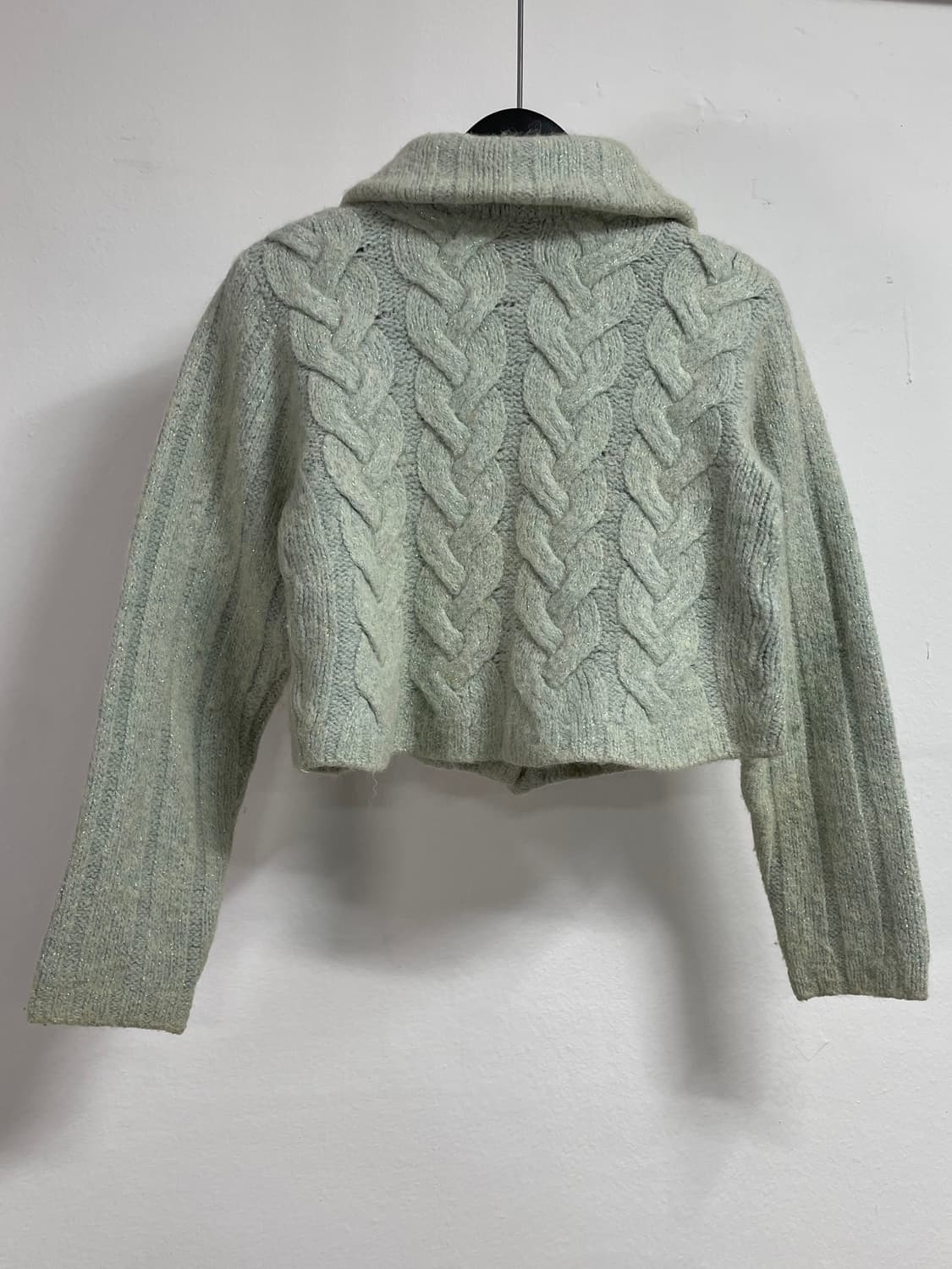 90s 베르사체 우먼스 파스텔민트 울 카라 가디건 (on.330)   상품이미지2