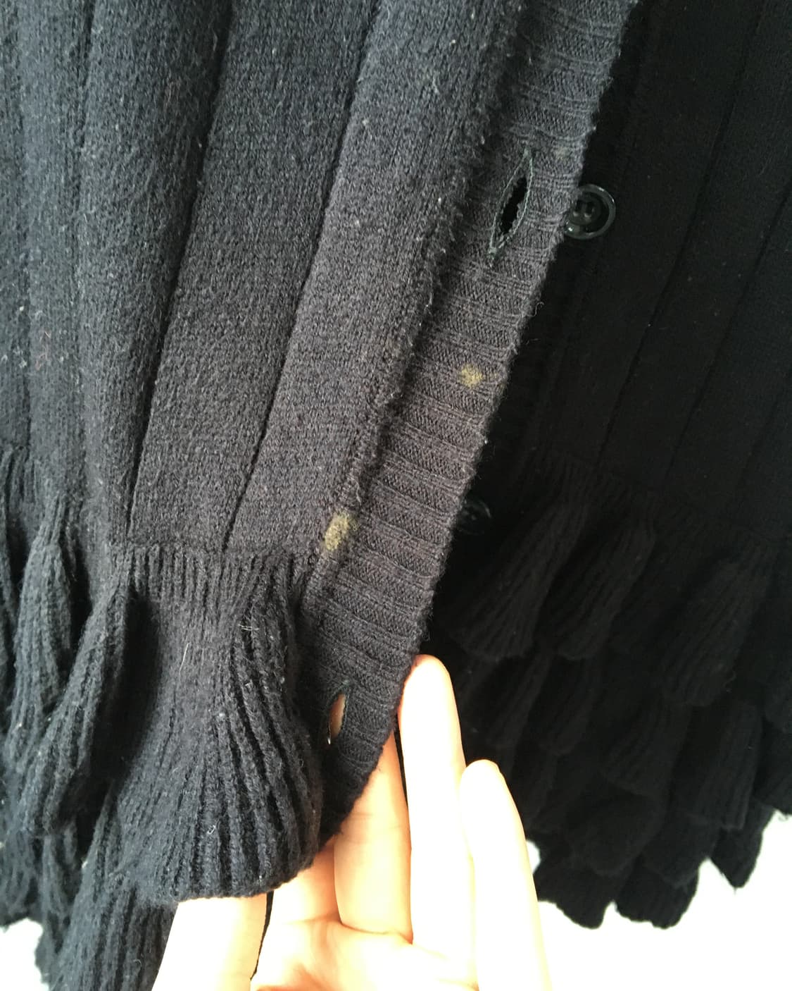 Pom pom frill point knit hood cardigan 상품이미지7