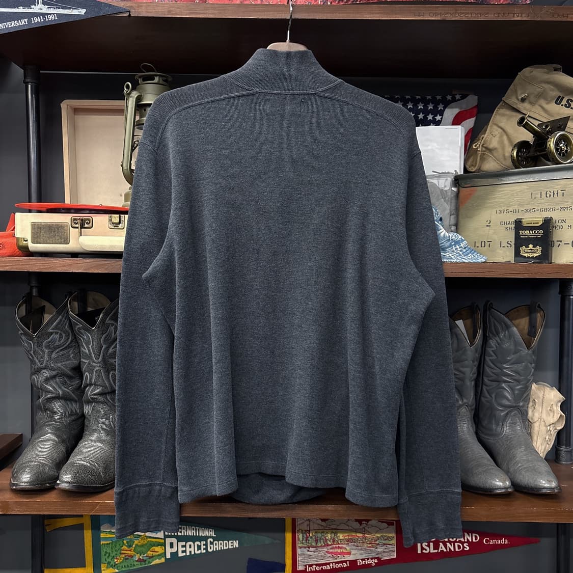 90s 폴로 랄프로렌 코튼리브 하프버튼 니트 스웨터 차콜 N988 상품이미지2