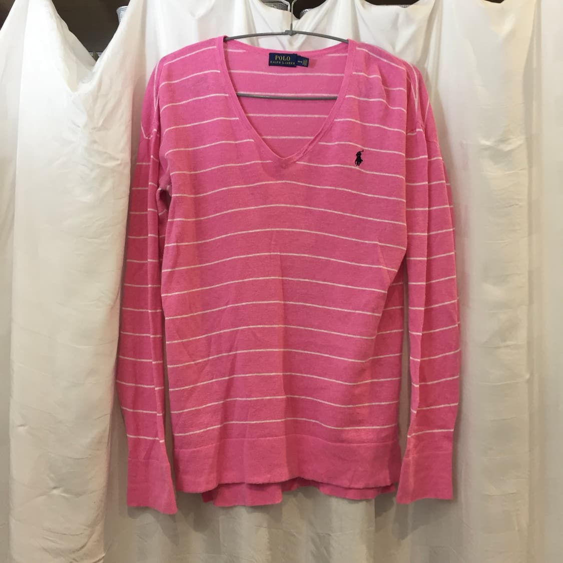 Polo 폴로랄프로렌 딸기우유 스트라이프 브이넥 니트 상품이미지3