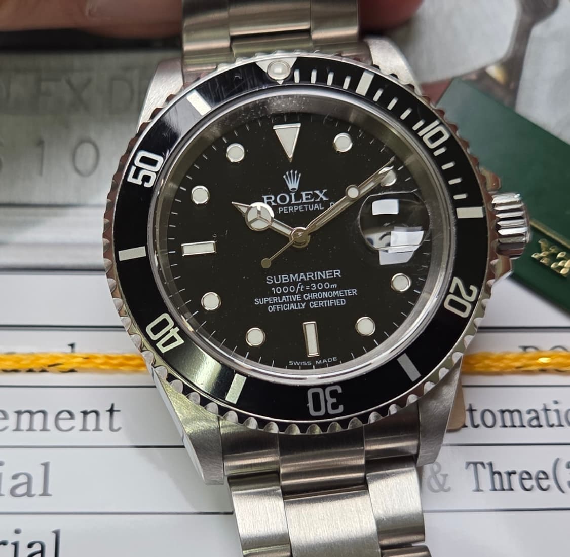 롤렉스 서브마리너 구구섭 16610 데이트 블랙스틸 (감정서 포함) 상품이미지1