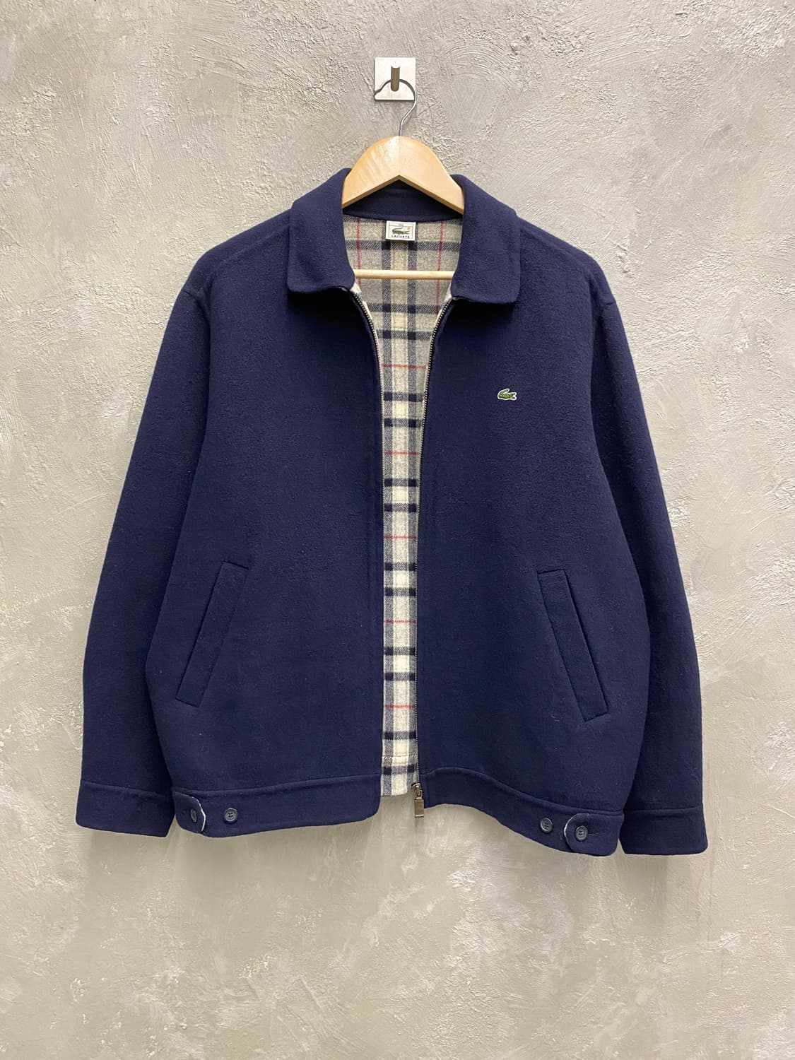 [100] 90s Lacoste 라코스테 네이비 울 블루종 자켓 상품이미지1