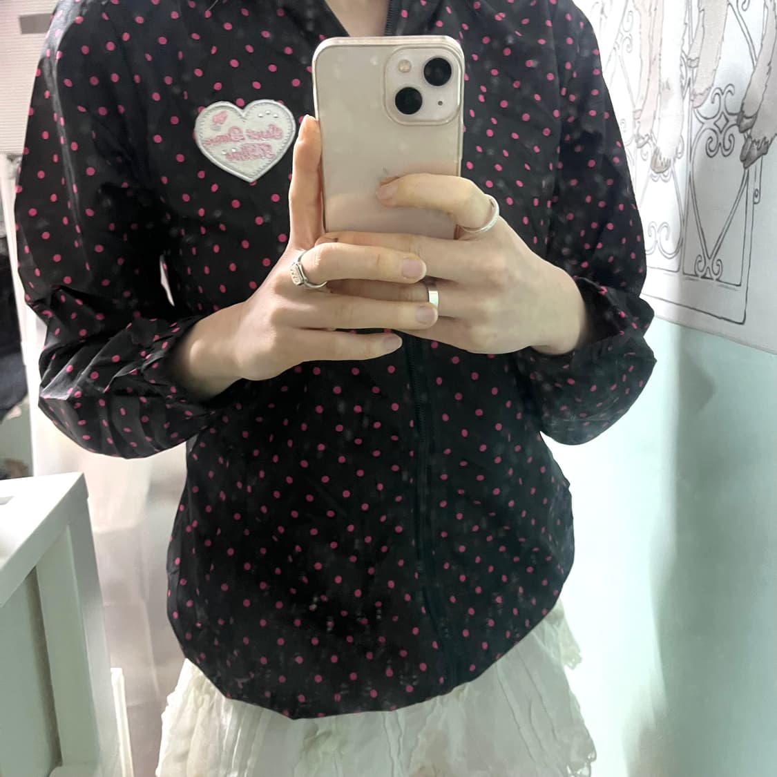 핑크 도트 바람막이 상품이미지3