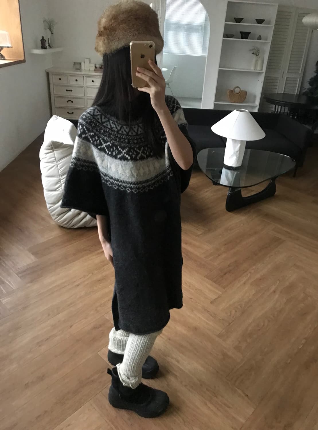 vintage pattern knit one-piece 상품이미지2