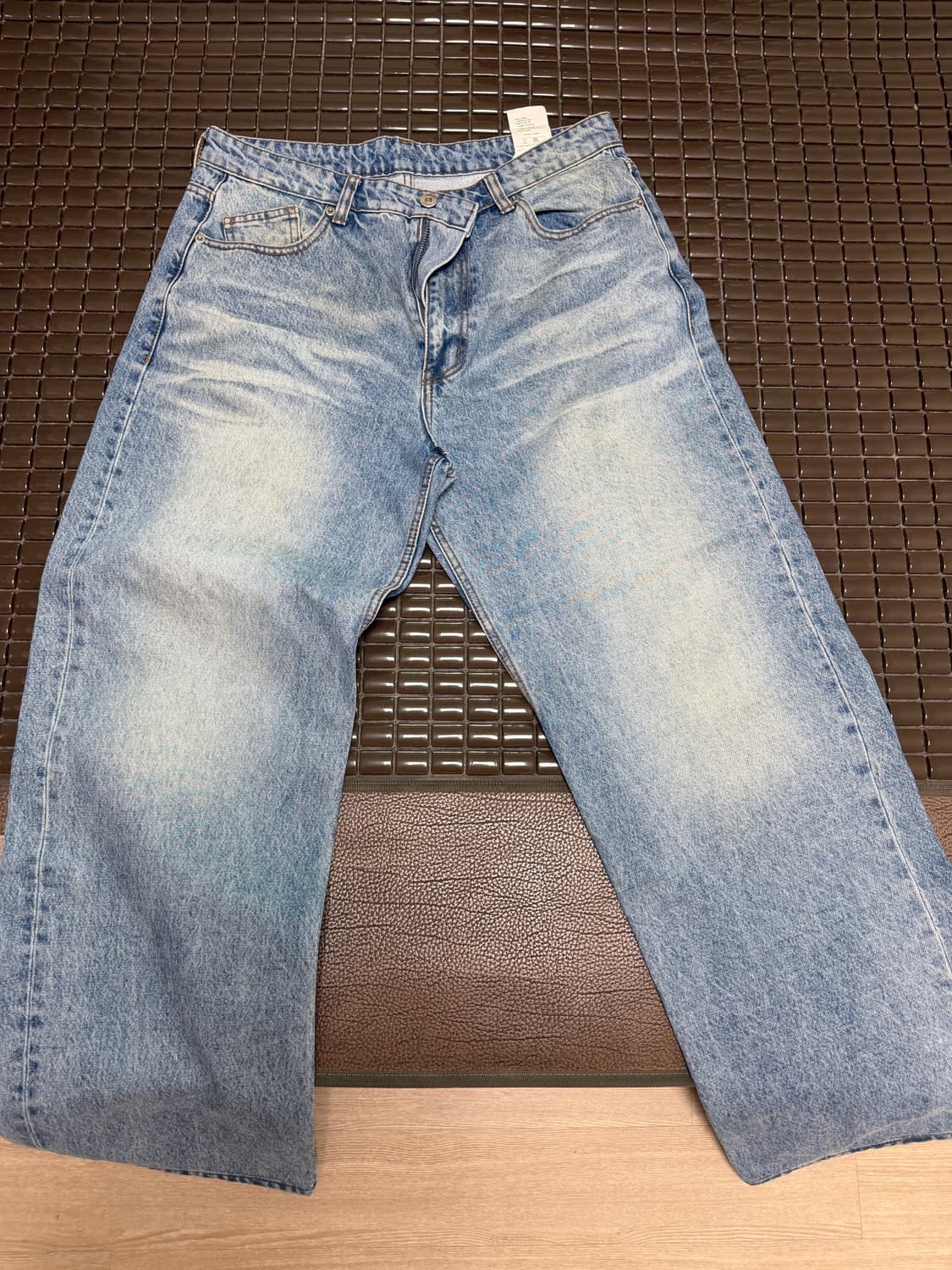 쿠어 더스티 엠보 워시드 데님 팬츠 (더스티블루) L 상품이미지2