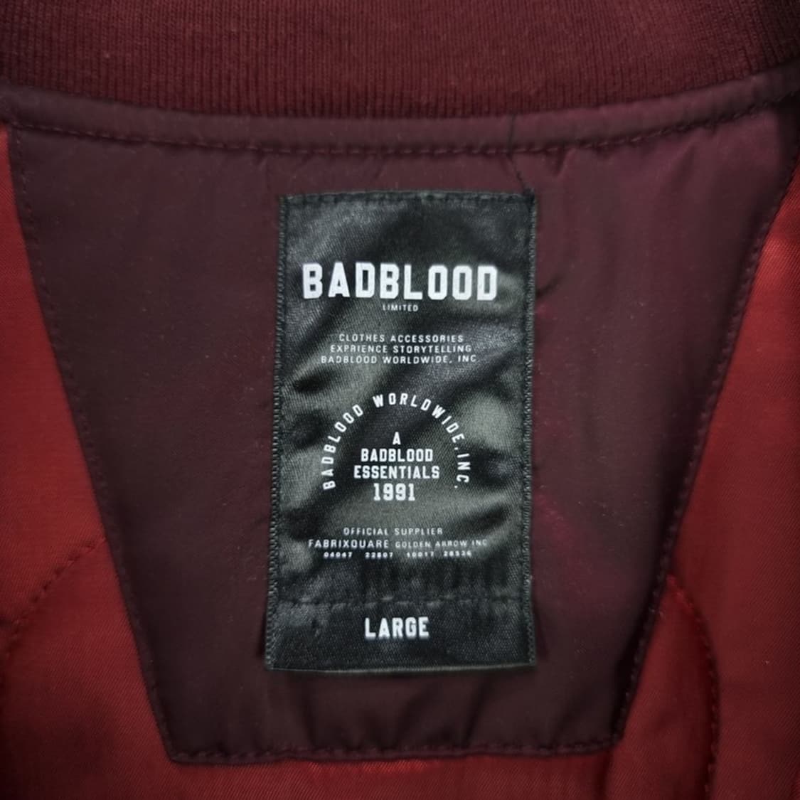 [배드블러드] 그래픽 자수 오버핏 사틴 블루종 자켓 버건디 M19213 상품이미지9