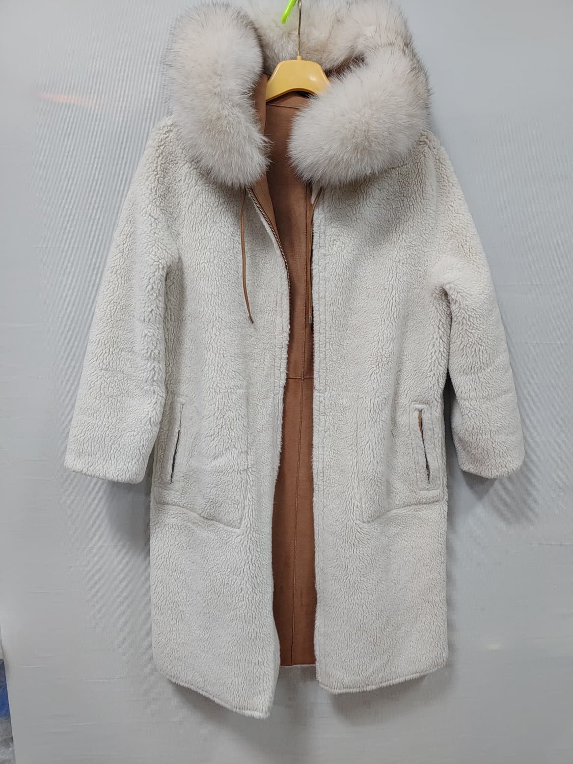 주크 무스탕 롱 코트 폭스 퍼 후드 양면 여성66 상품이미지3