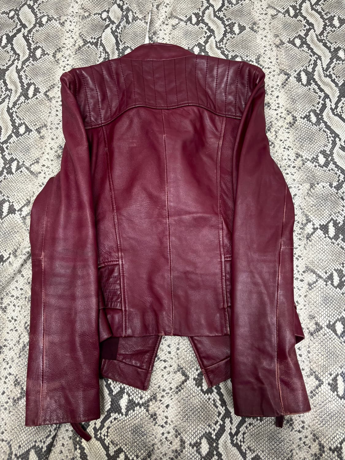 Burgundy Draped SheepSkin Jacket 상품이미지7
