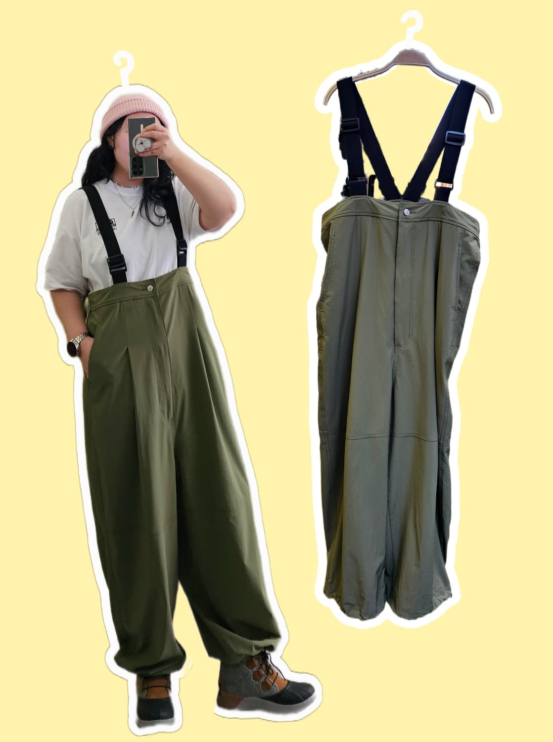 Titicaca 카키 핀턱 오버롤 상품이미지1