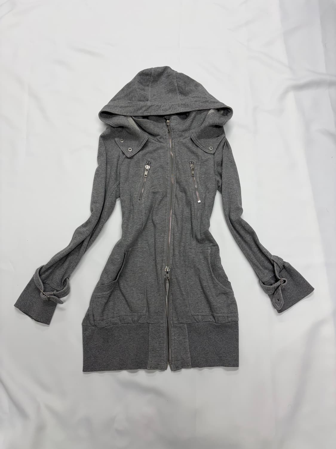 00s 하이넥 아우터⭕️ & 해골 스컬 큐빅 후집 ❌세트 데일리펑크 상품이미지7