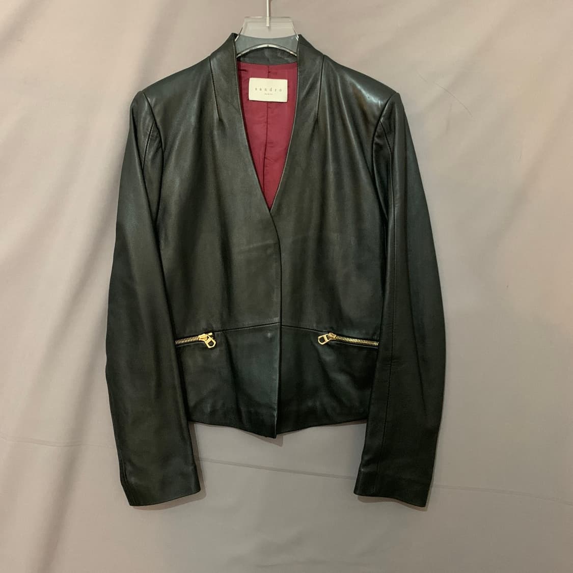 2 SANDRO 산드로 쉽스킨 양가죽 레더 라이더 자켓 상품이미지2