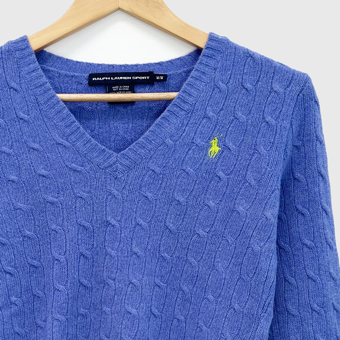폴로 랄프로렌 메리노울 100% 케이블 브이넥 니트 스웨터 여성 M 상품이미지2