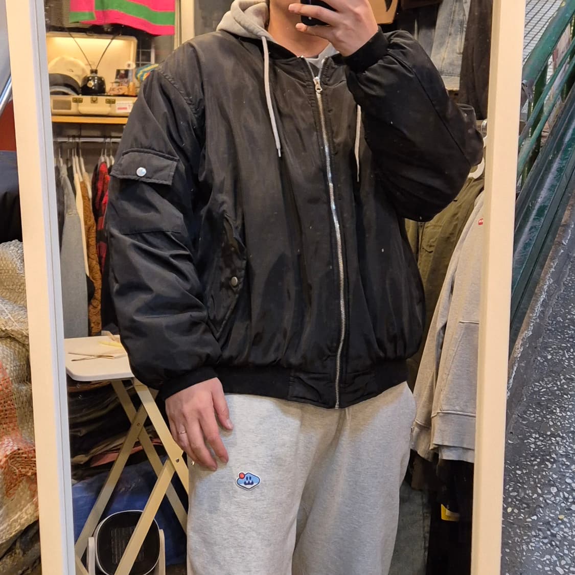 FREE(착샷잇음) 후드배색 오버핏 항공점퍼  상품이미지4