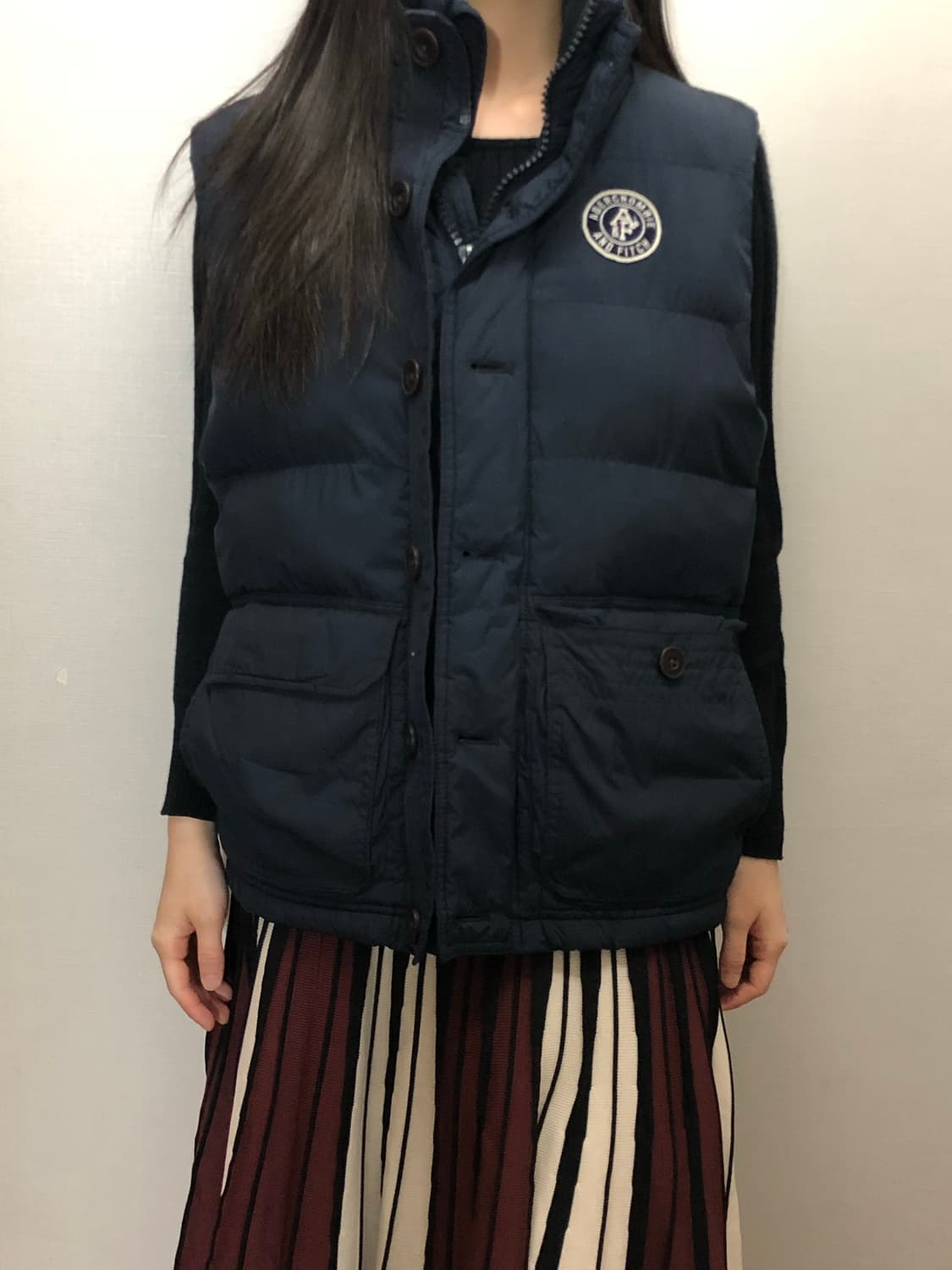 빈티지 아베크롬비 네이비 블루 베스트 패딩 상품이미지6