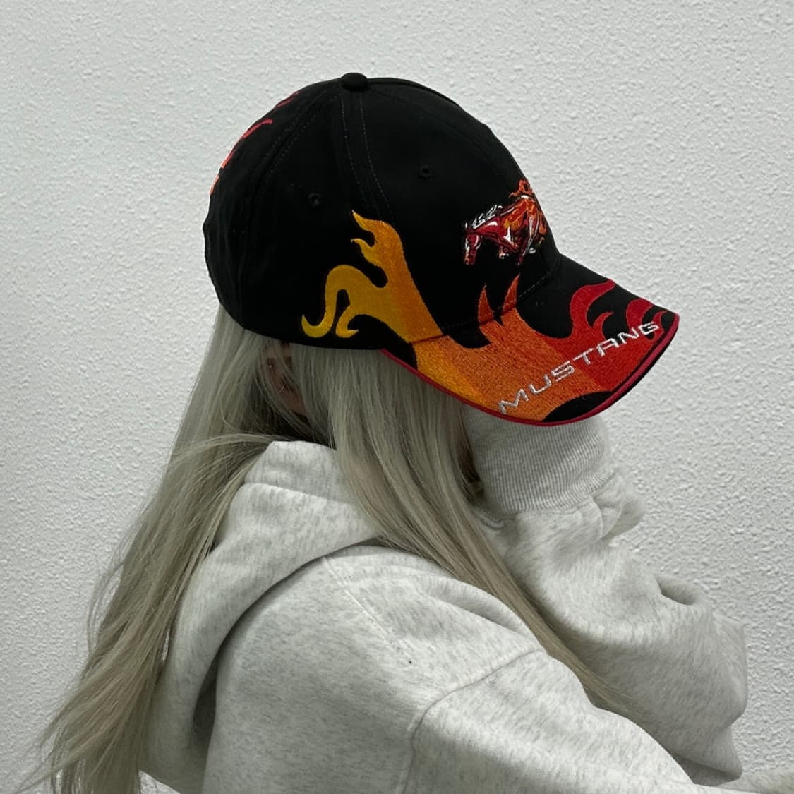90's 포드 머스탱 파이어자수 블랙 볼캡 상품이미지2