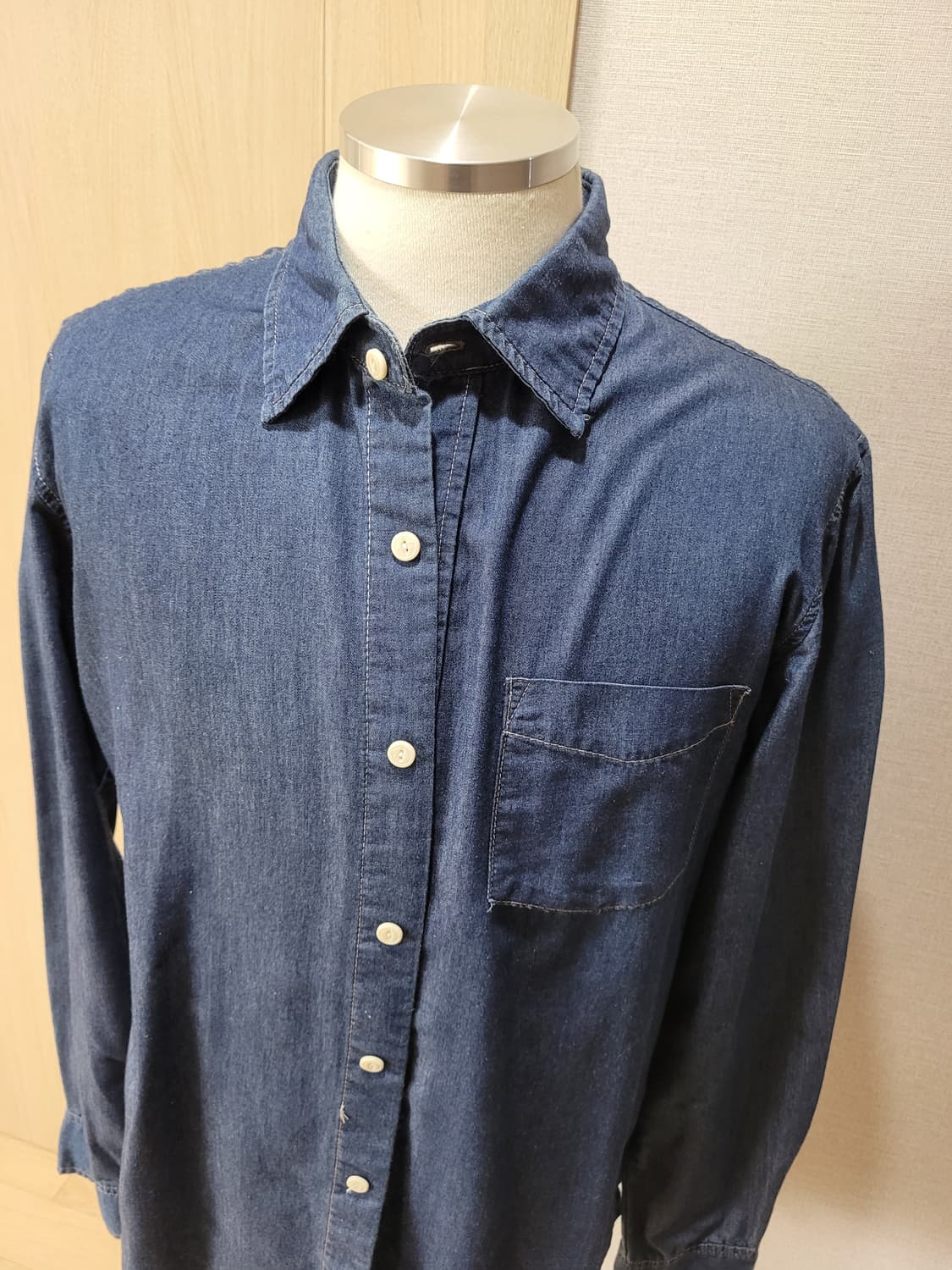 스파오 SPAO 남자 데님 셔츠 L 네이비 상품이미지2