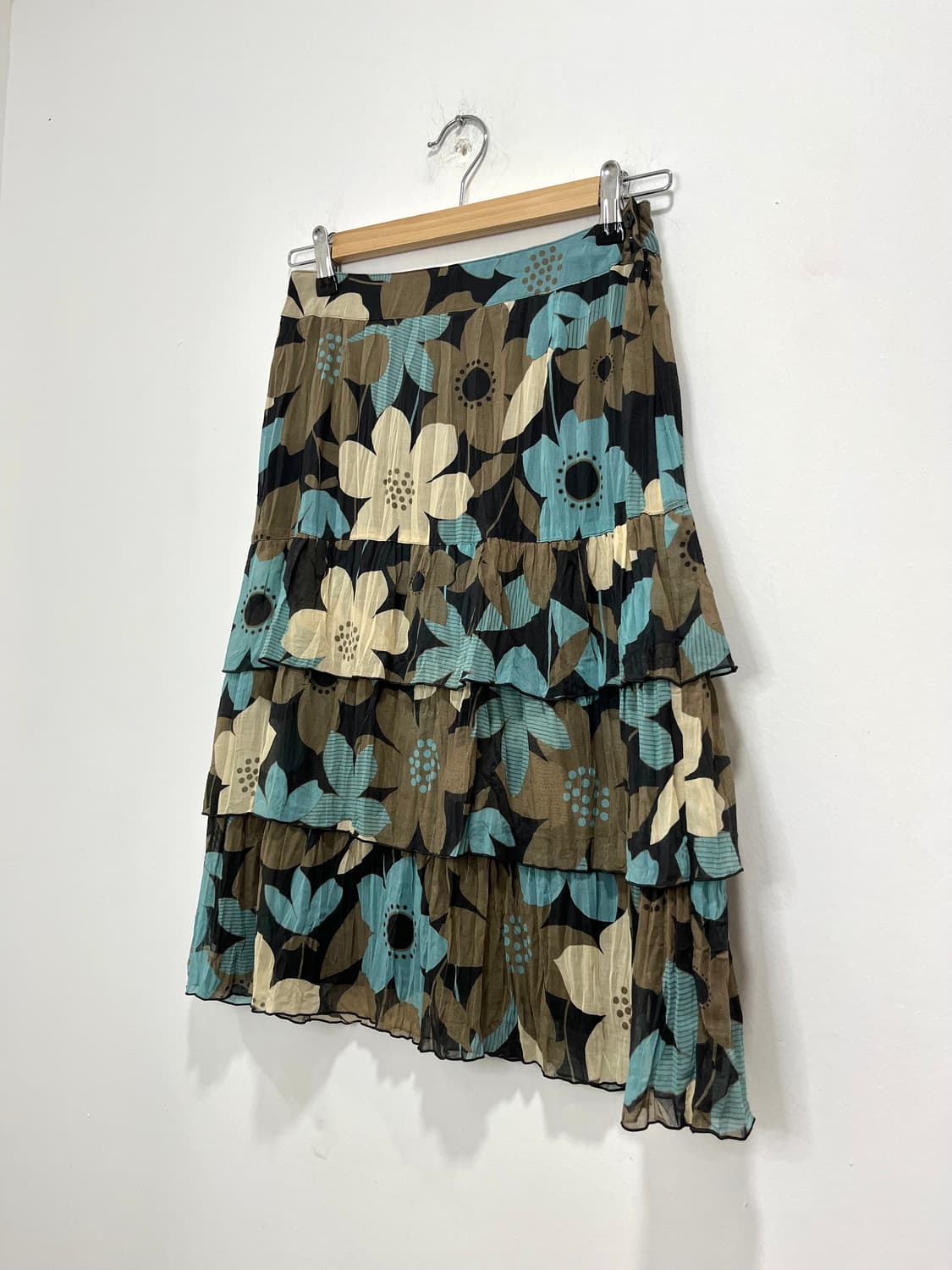 일본 빈티지 플라워 패턴 캉캉 레이어드 미디 스커트 상품이미지2