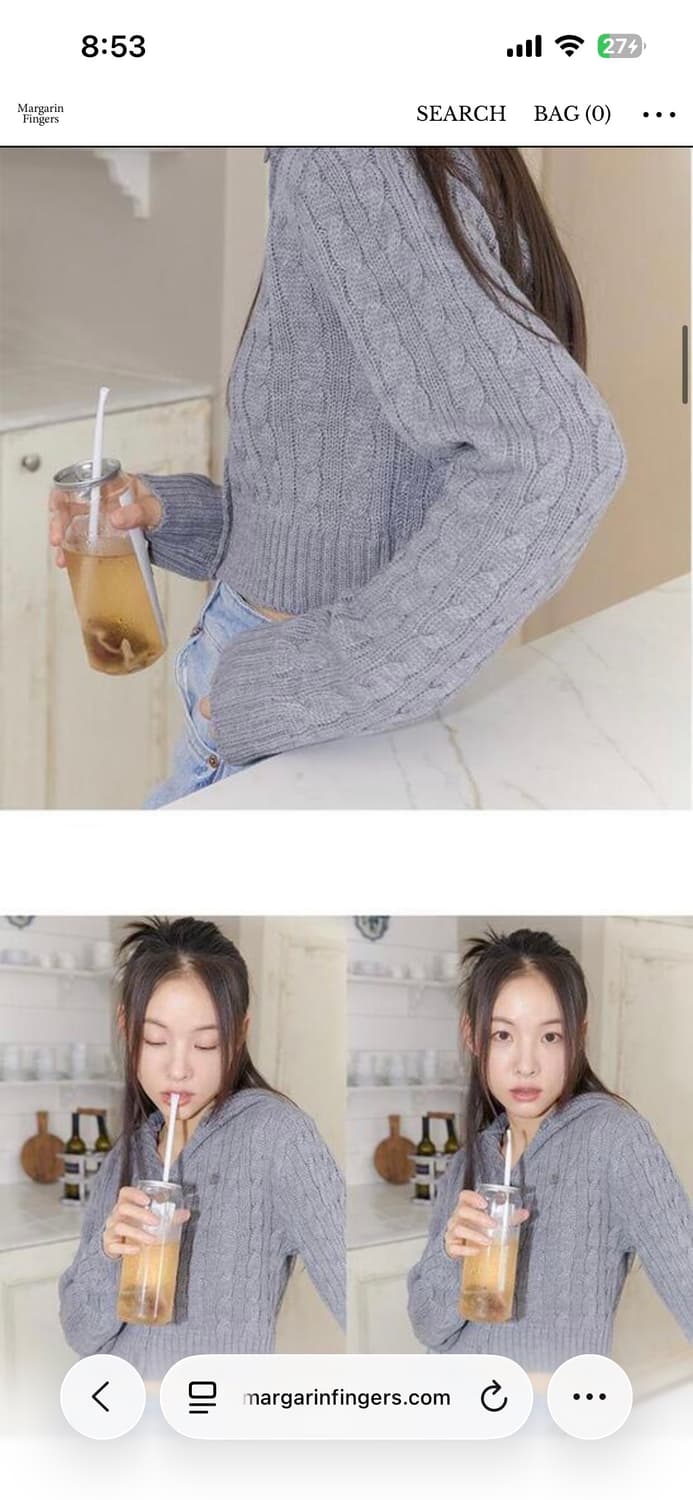 마가린핑거스 후디 케이블 니트 가디건 그레이 상품이미지2