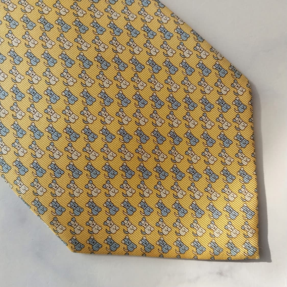 살바토레 페라가모 실크 강아지 모티브 넥타이 8.5cm A등급 K1936 상품이미지5