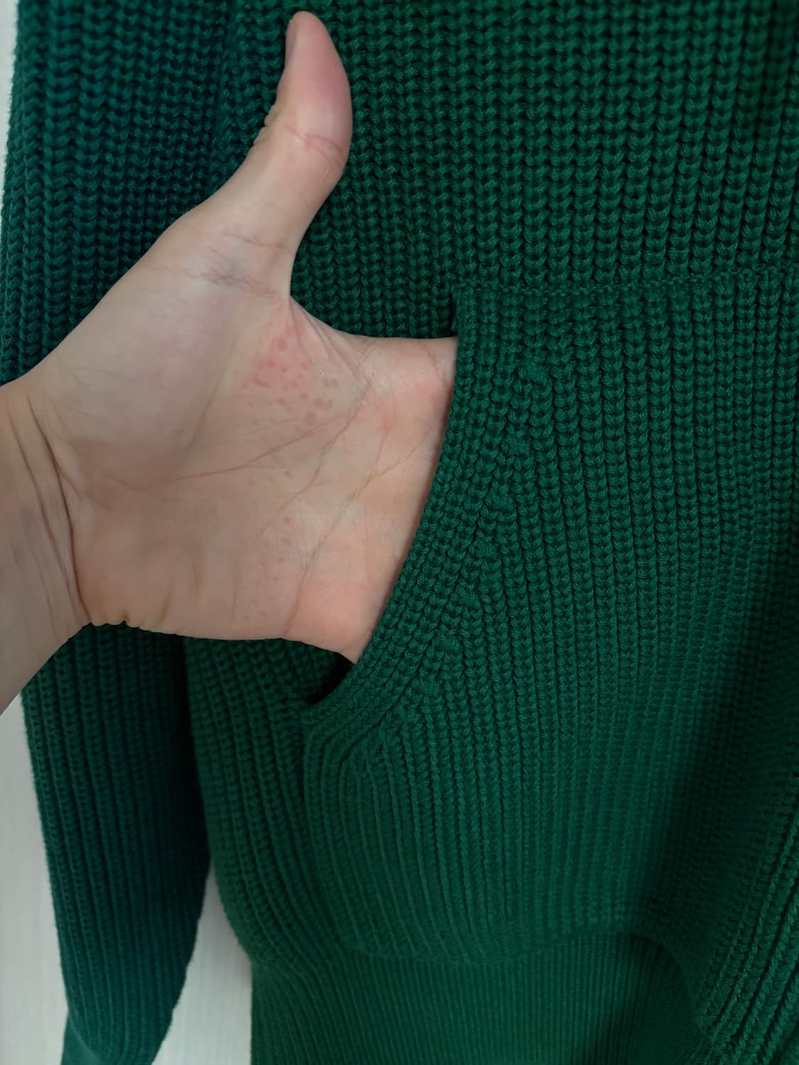 새상품) M 인템포무드 니트 후드집업 그린 상품이미지6