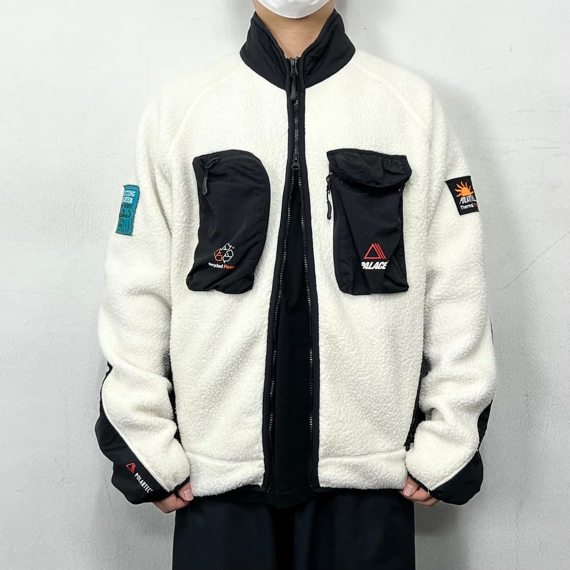 팔라스 Polartec go-go 플리스 집업 자켓 화이트 블랙 상품이미지3