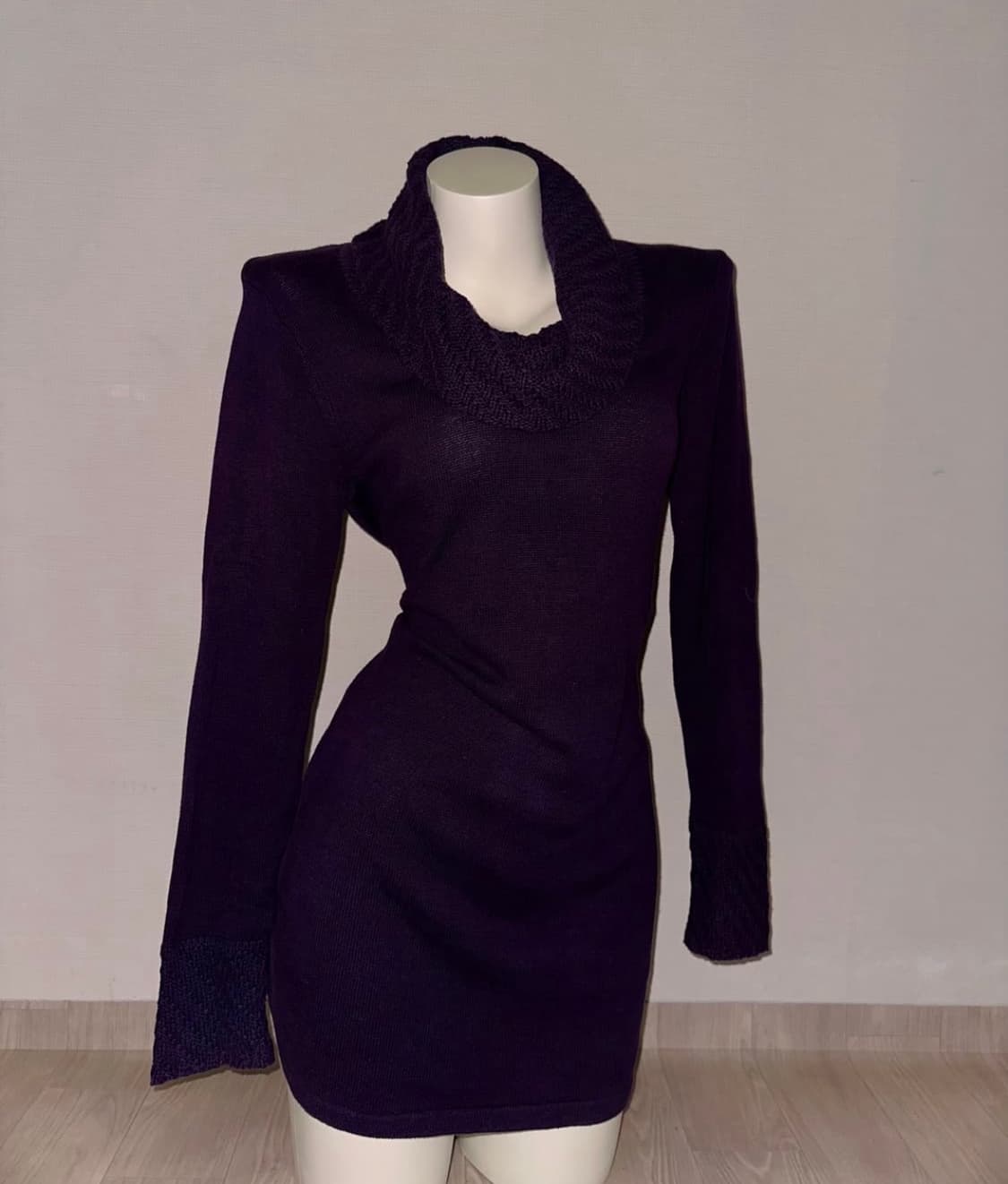 캘빈클라인 퍼플 폴라 니트 원피스 터틀넥원피스 상품이미지1