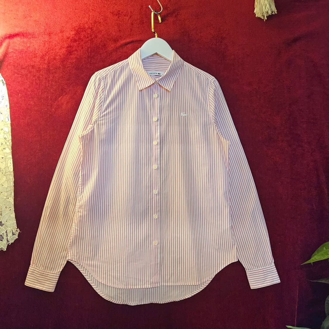 라코스테(Lacoste) 화이트 패치 스트라이프셔츠 34size 상품이미지2