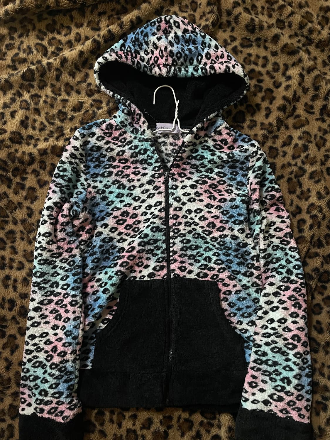 일본빈티지 호피 레오파드 후드집업 상품이미지1
