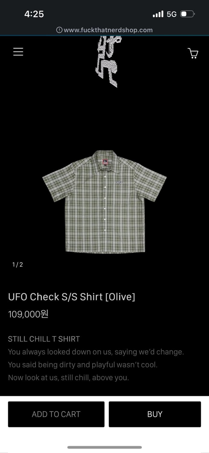 퍽댓너드샵 올리브 체크셔츠m 상품이미지1