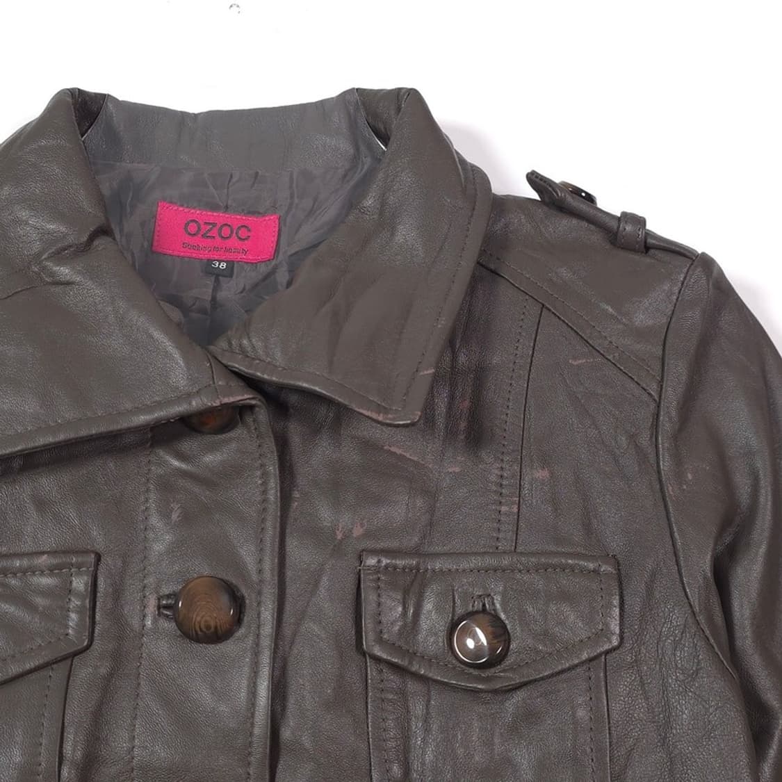 OZOC 빈티지 다크브라운 리얼 램스킨 멀티포켓 레더 자켓 38 상품이미지5