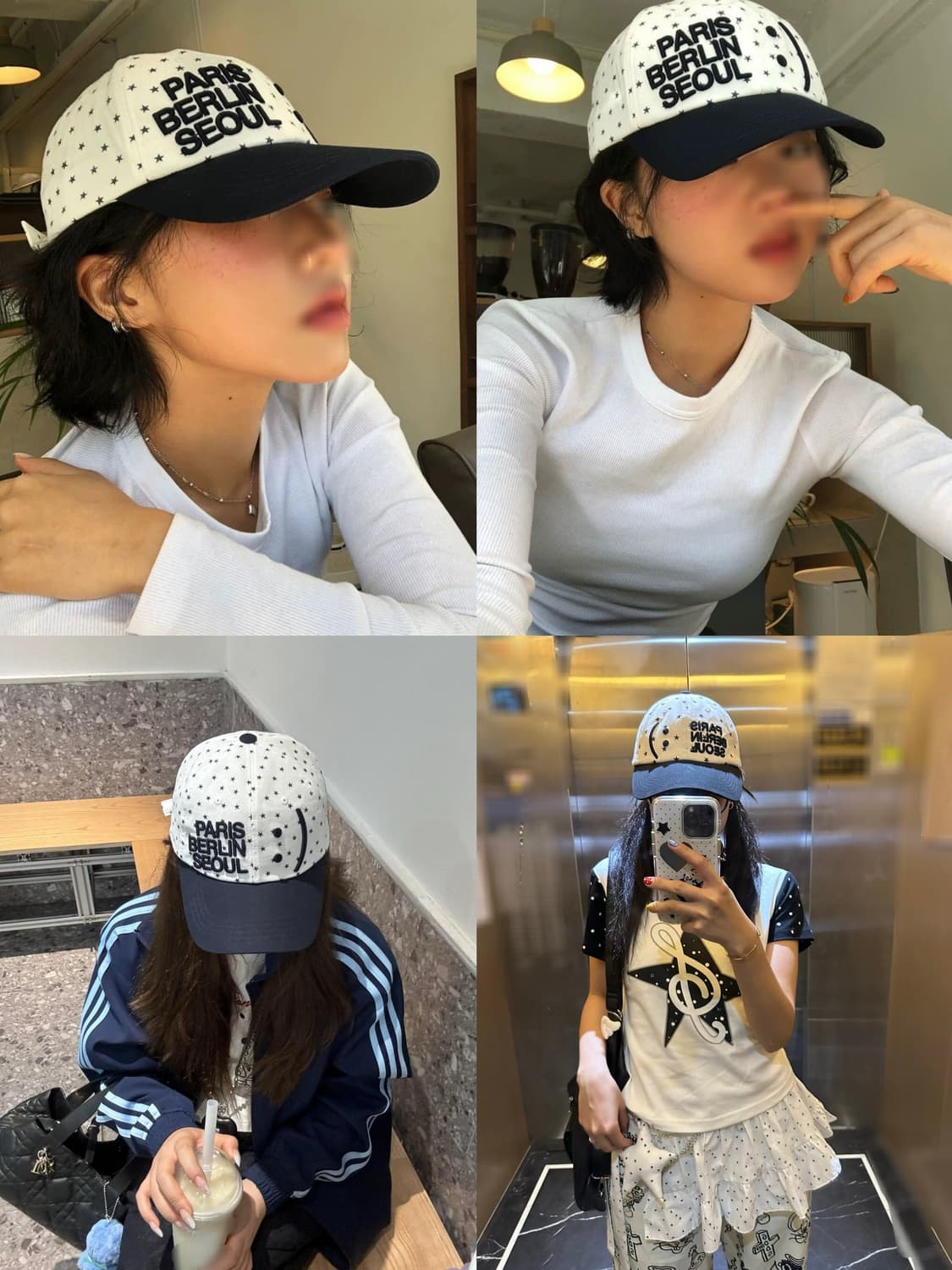 화이트 네이비 스마일 스타 더뮤지엄비지터 모자 볼캡  상품이미지1