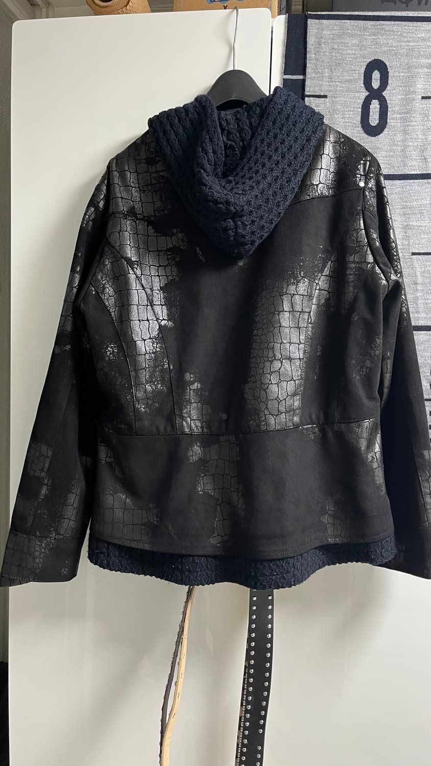 빈티지 니트 가죽자켓 상품이미지2