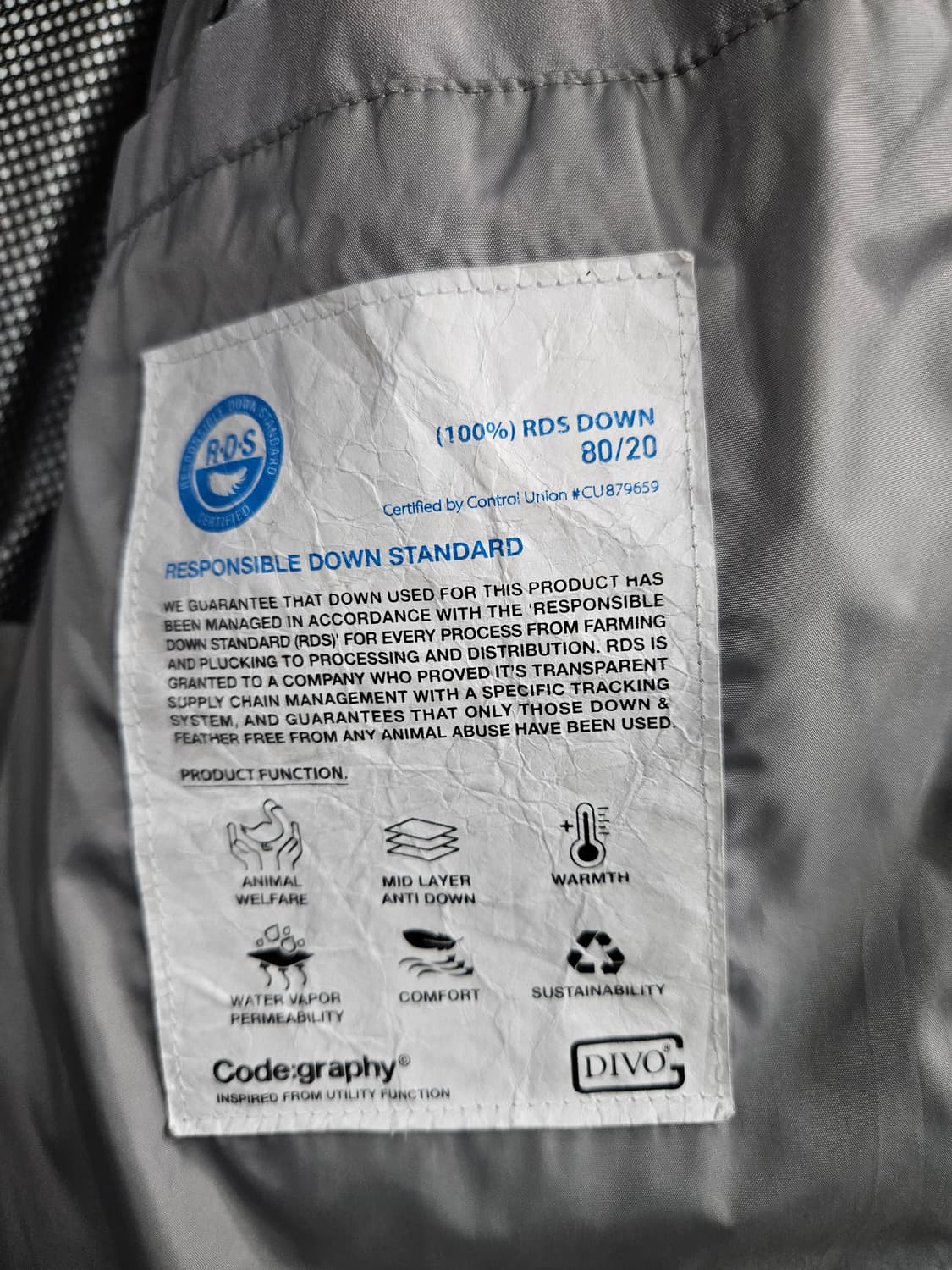 코드그라피 라이트그레이 남성 세미오버핏 95 덕다운 숏패딩  상품이미지9