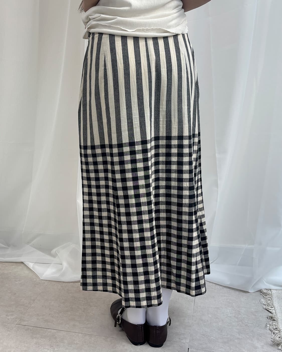 ditto stripe gingham long skirt 상품이미지2