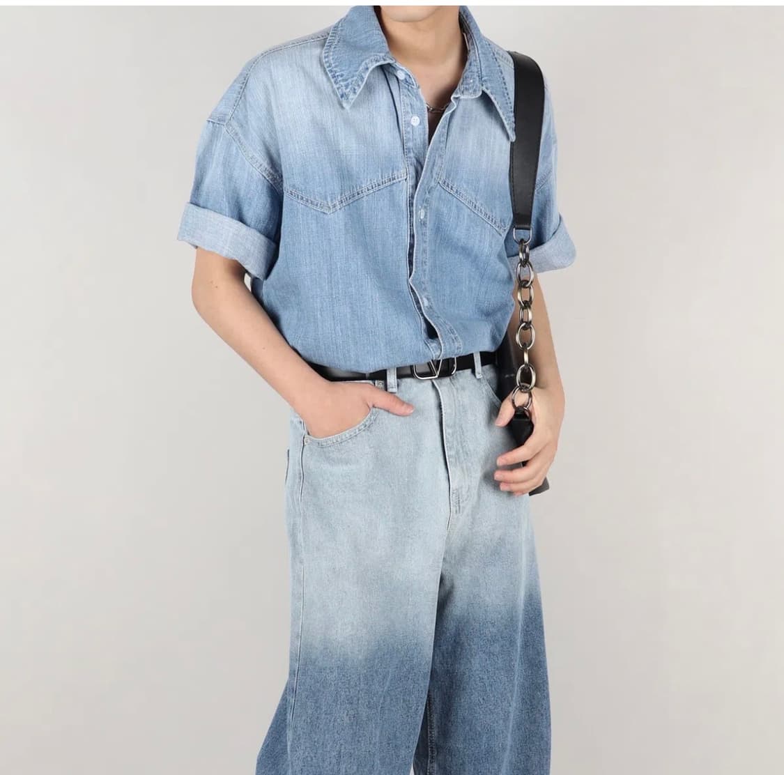보세 연청 오버핏데님셔츠 상품이미지1