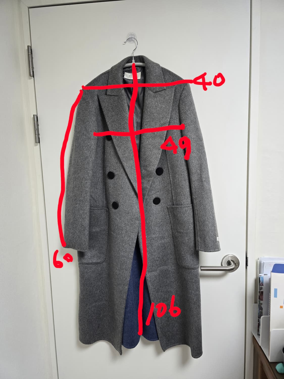 TIME 타임 지블링 캐시미어 100프로 더블 롱 코트 상품이미지6