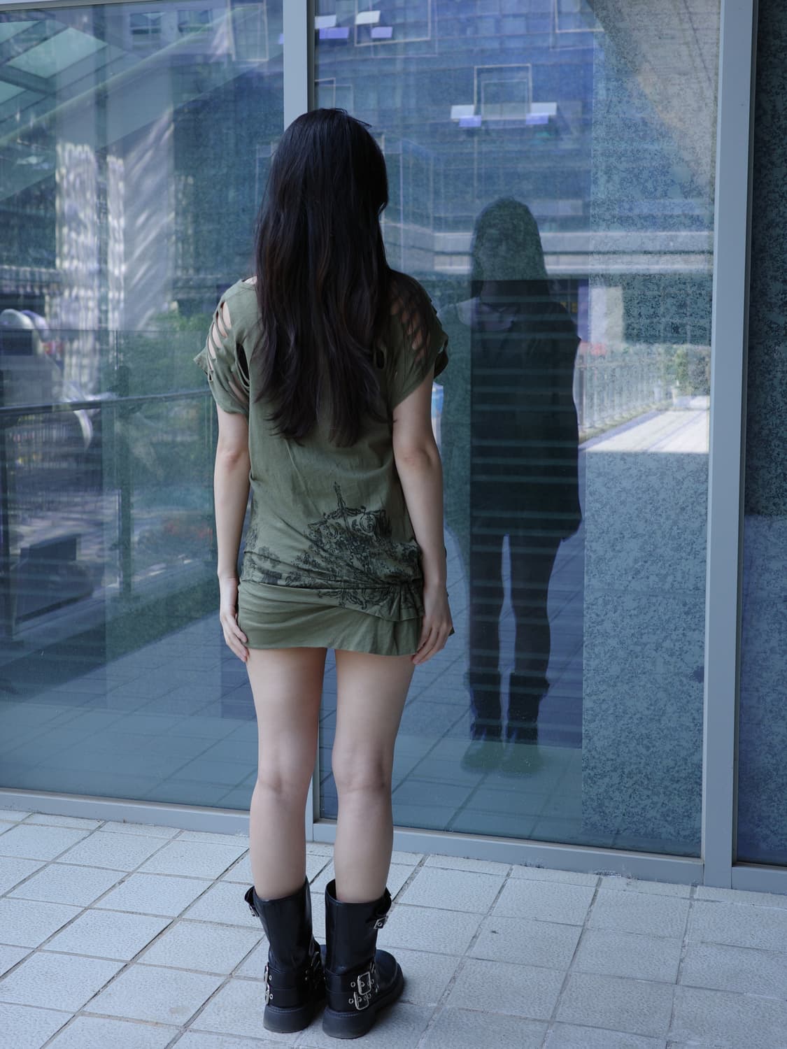 빈티지 펑크룩 락시크 그런지 카키 반팔 원피스 상품이미지6