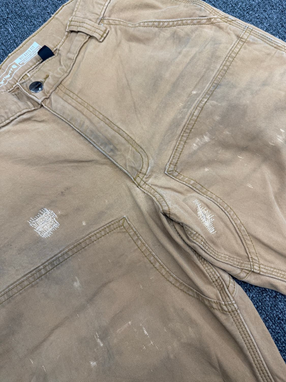 칼하트 빈티지 베이지 더블니 워크팬츠 상품이미지5