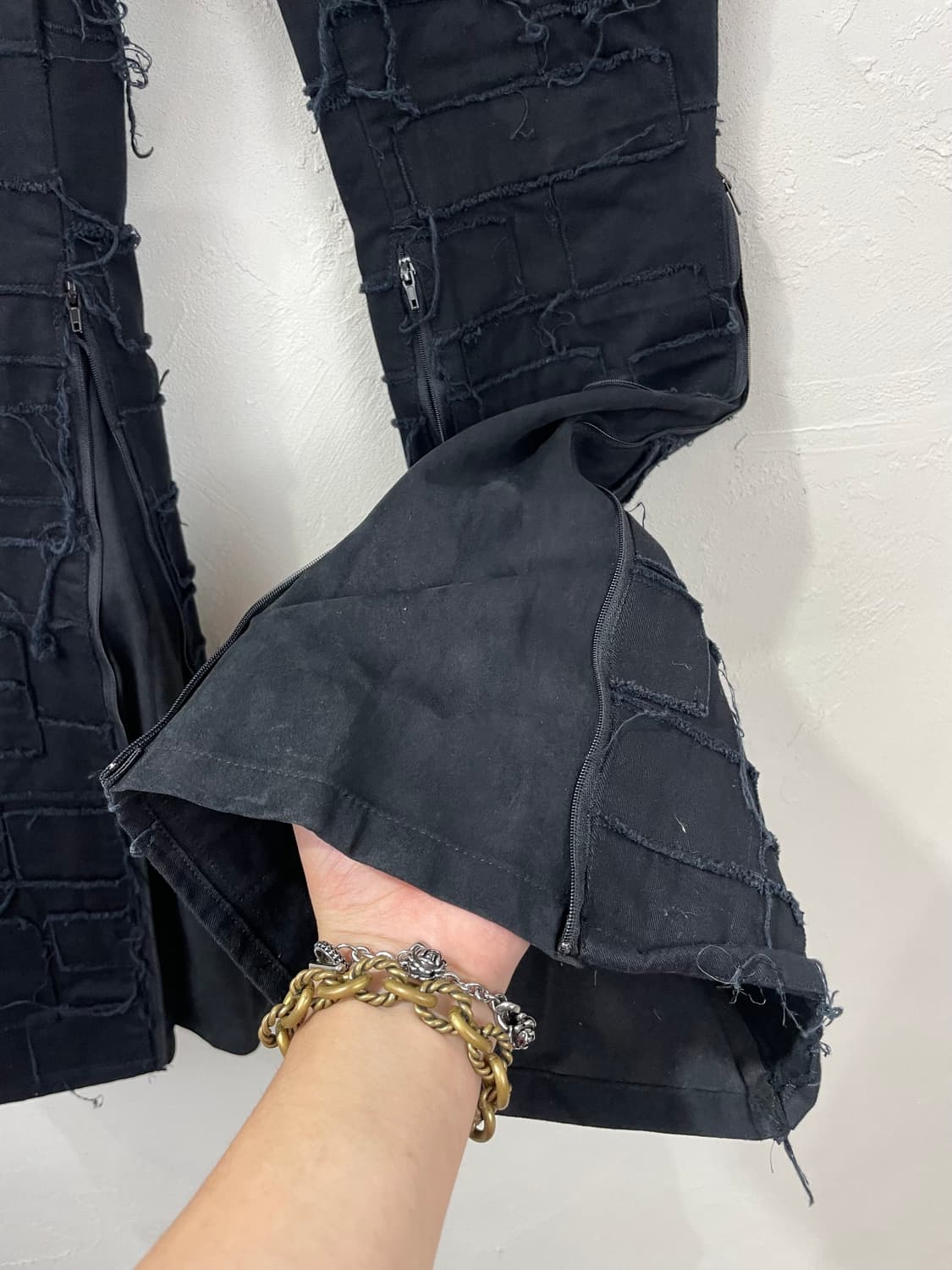 gomme 사이드 집업 크러스트 패치 플레어 진(goat leather) 상품이미지6