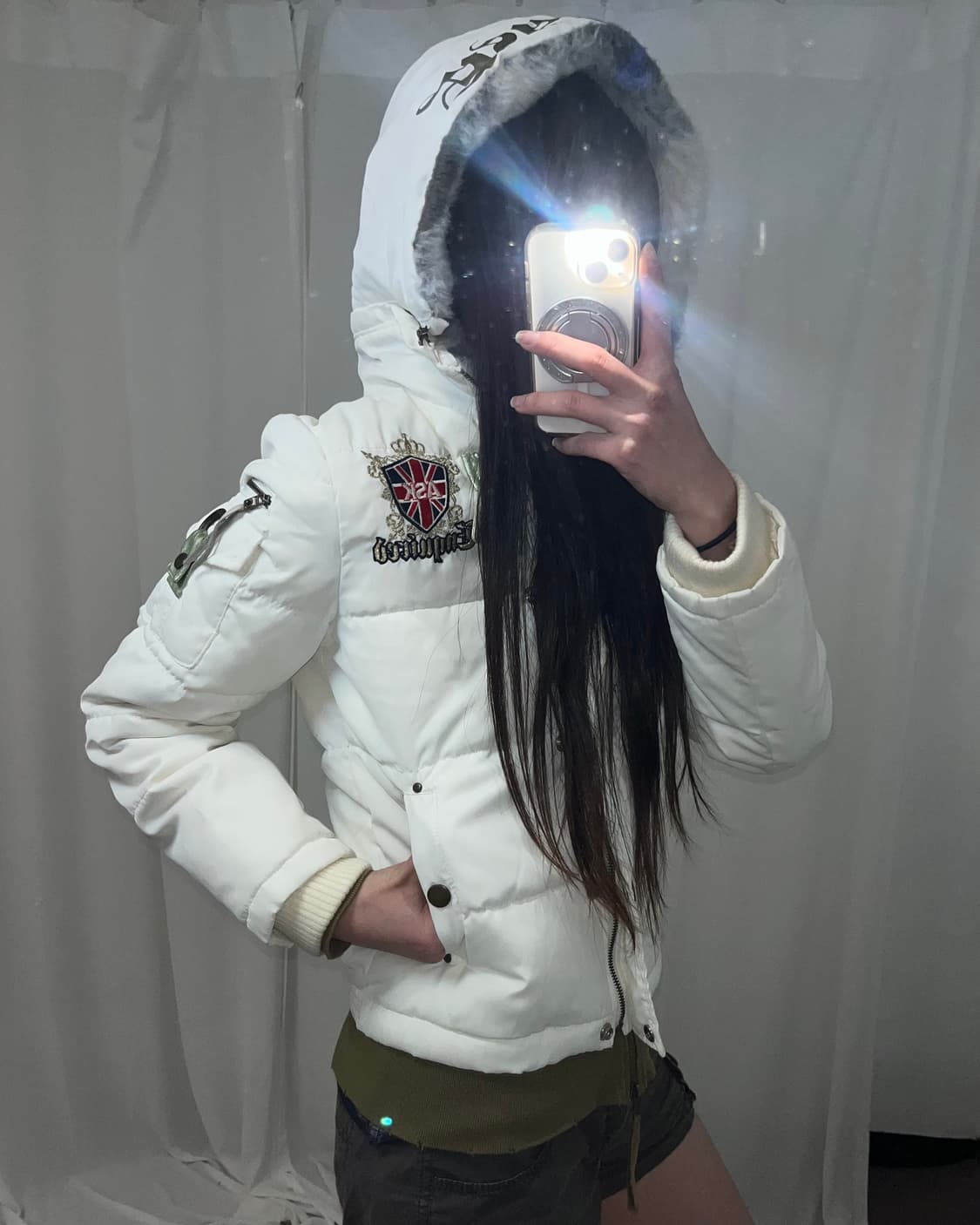 Ask 화이트 퍼 후드 패딩 상품이미지1