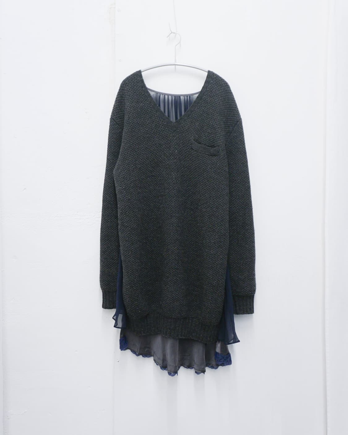 SACAI layered knit chiffon dress 상품이미지4