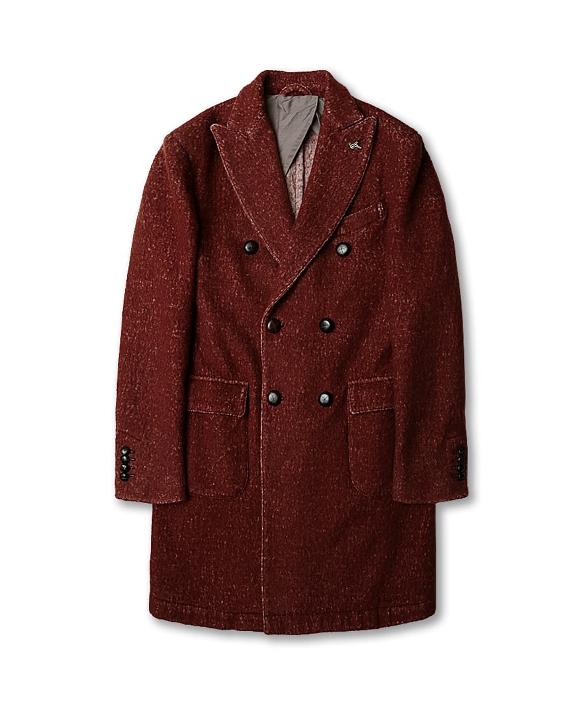 헤보 [Hevo] 버건디 레드 코튼 라나 버진 울 이태리 더블 코트 상품이미지1